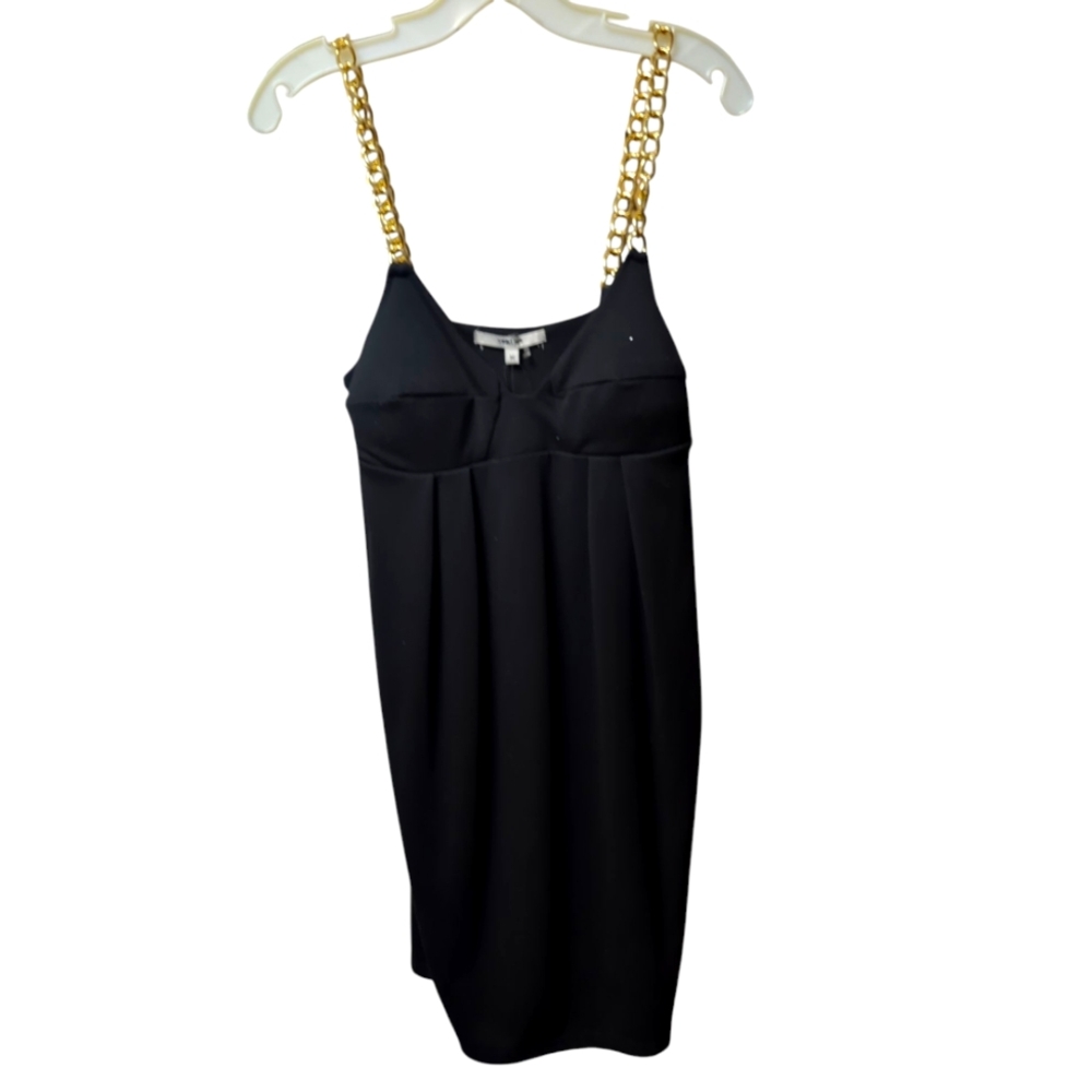 Vertigo Paris Black Gold Chain Straps Dress Size M